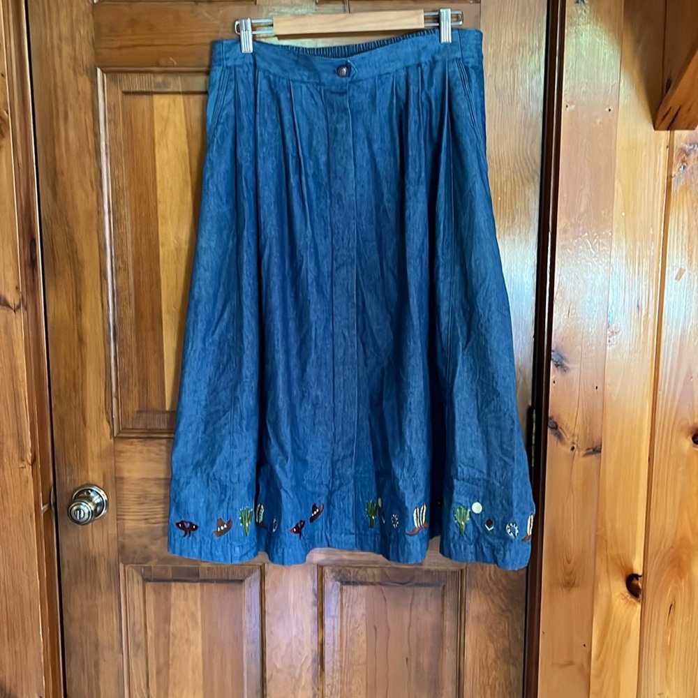 The Eagle's Eye Women's Cowboy Button Up Jean Skirt Size Large